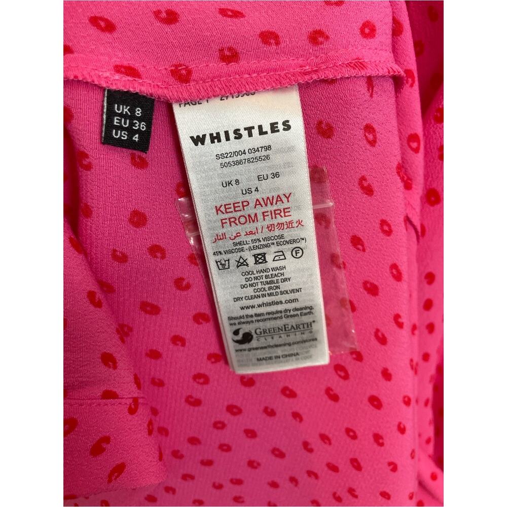 Whistles Heidi Polka Dot Midi Dress Pink Red Spot Print Viscose NWT Sz 4 - Picture 11 of 12